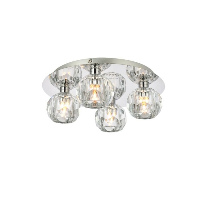 Graham 4-Light Flush Mount in Chrome and Clear