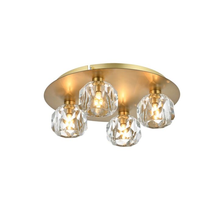 Graham 4-Light Flush Mount in Gold and Clear
