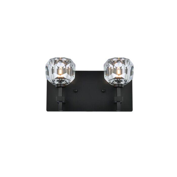 Graham 2-Light Wall Sconce in Black and Clear