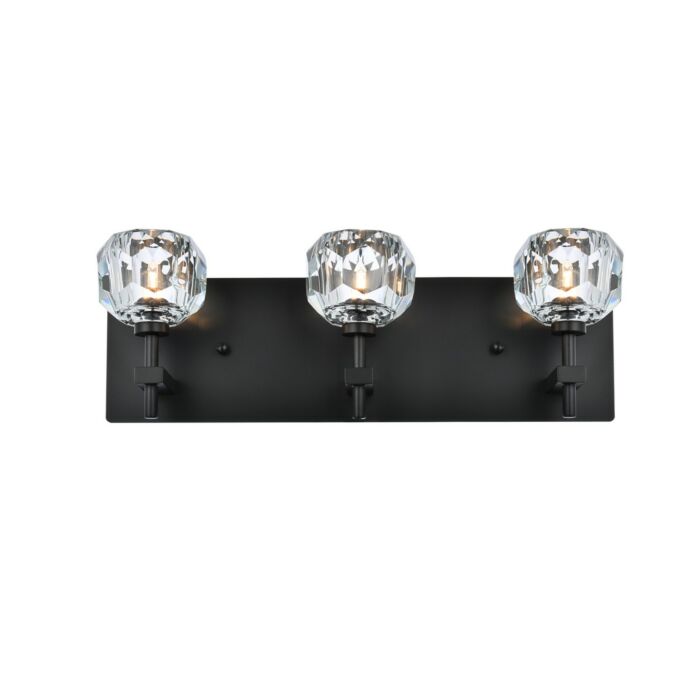 Graham 3-Light Wall Sconce in Black and Clear
