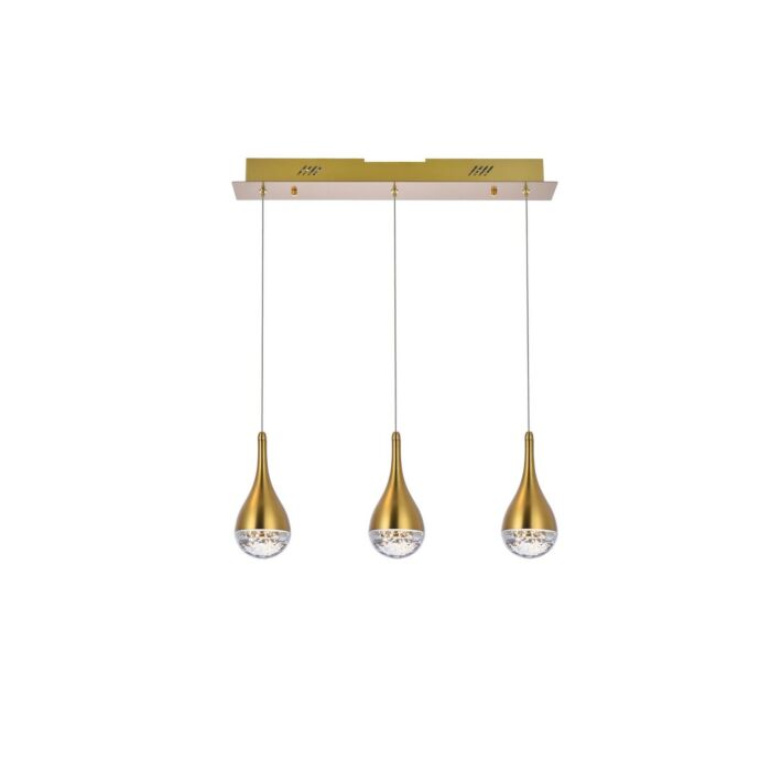 Amherst 3-Light LED Pendant in satin gold