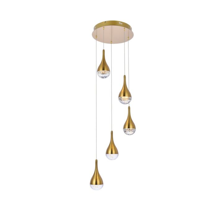 Amherst 5-Light LED Pendant in satin gold