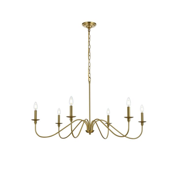 Rohan 6-Light Chandelier in Satin Gold