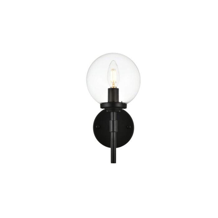 Ingrid 1-Light Bathroom Vanity Light Sconce in Black and Clear