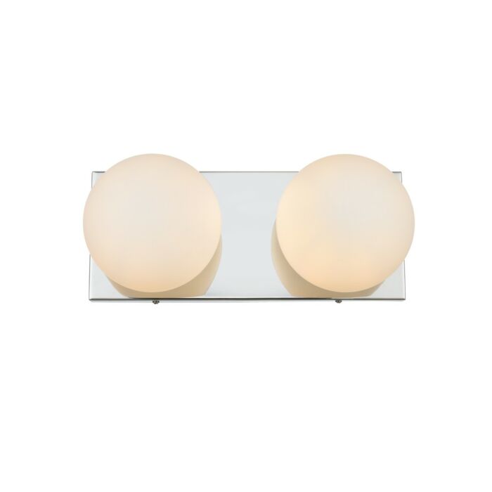 Jaylin 2-Light Bathroom Vanity Light Sconce in Chrome and frosted white