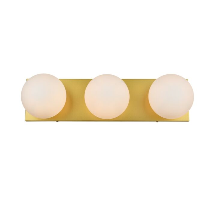 Jaylin 3-Light Bathroom Vanity Light Sconce in Brass and frosted white