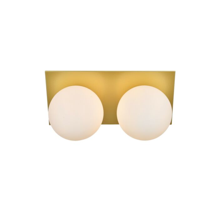 Jillian 2-Light Bathroom Vanity Light Sconce in Brass and frosted white