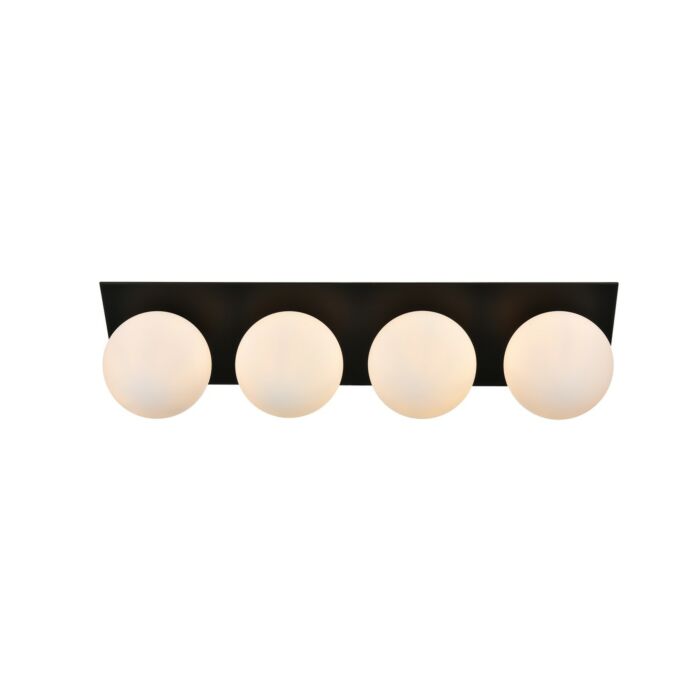 Jillian 4-Light Bathroom Vanity Light Sconce in Black and frosted white