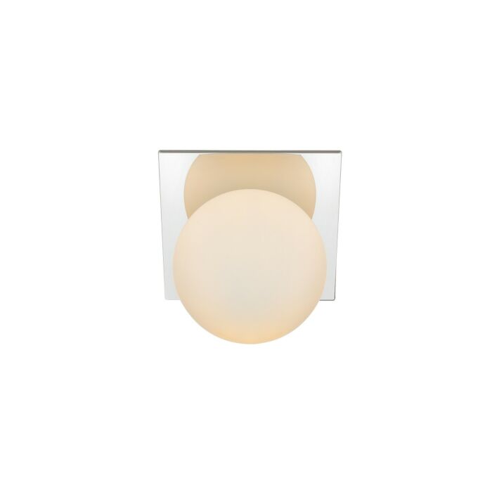 Jillian 1-Light Bathroom Vanity Light Sconce in Chrome and frosted white