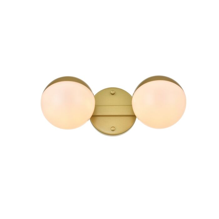 Majesty 2-Light Bathroom Vanity Light Sconce in Brass and frosted white