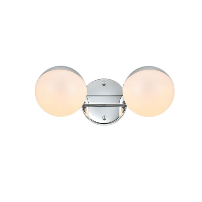 Majesty 2-Light Bathroom Vanity Light Sconce in Chrome and frosted white