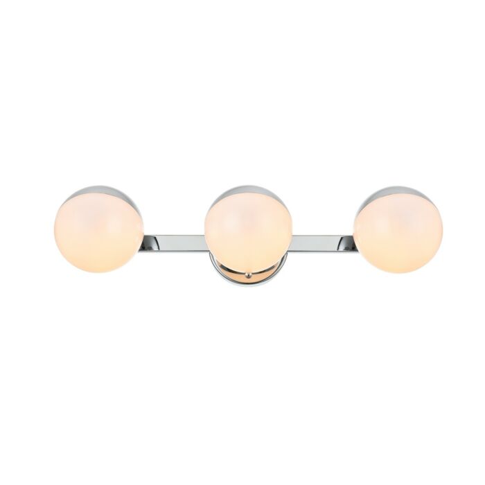 Majesty 3-Light Bathroom Vanity Light Sconce in Chrome and frosted white