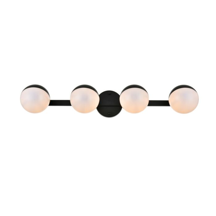 Majesty 4-Light Bathroom Vanity Light Sconce in Black and frosted white