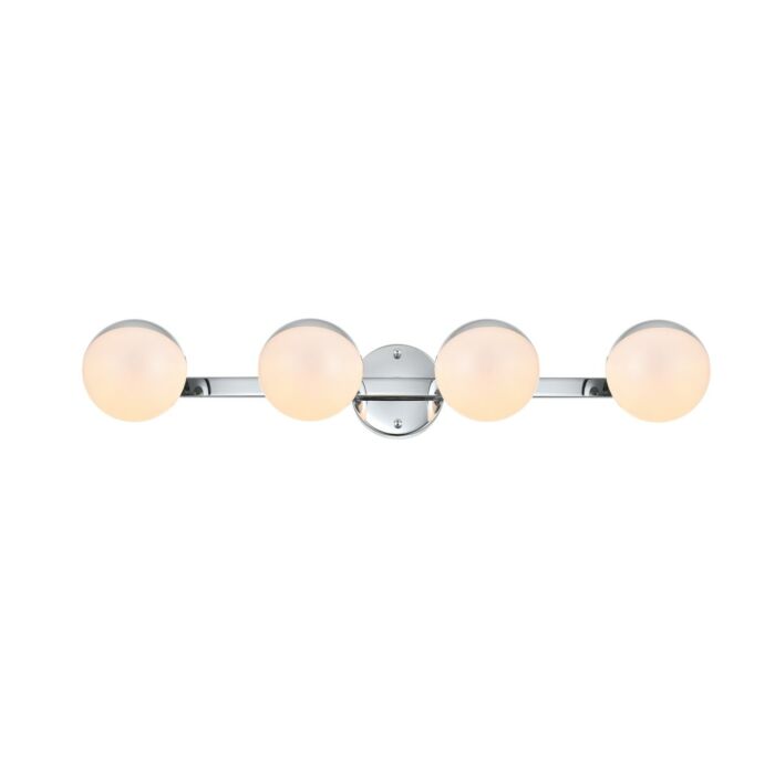 Majesty 4-Light Bathroom Vanity Light Sconce in Chrome and frosted white