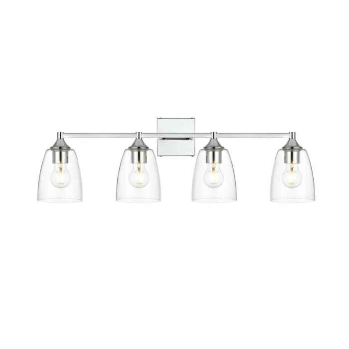 Gianni 4-Light Bathroom Vanity Light Sconce in Chrome and Clear