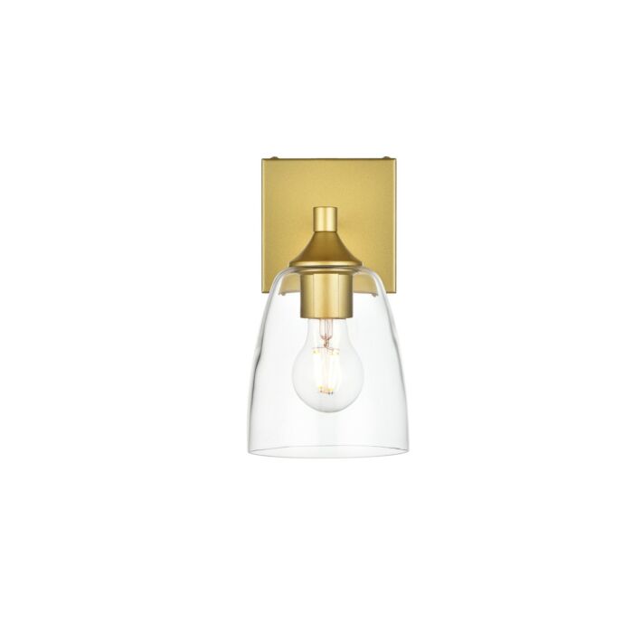 Gianni 1-Light Bathroom Vanity Light Sconce in Brass and Clear