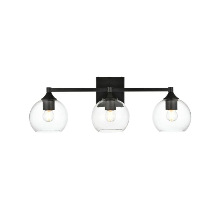 Foster 3-Light Bathroom Vanity Light Sconce in Black and Clear