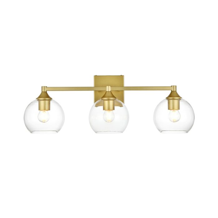 Foster 3-Light Bathroom Vanity Light Sconce in Brass and Clear