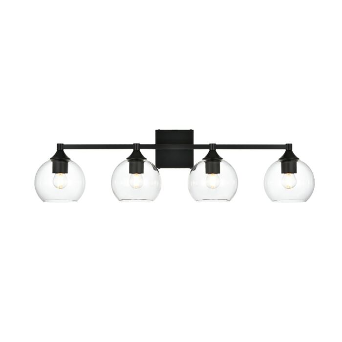 Foster 4-Light Bathroom Vanity Light Sconce in Black and Clear