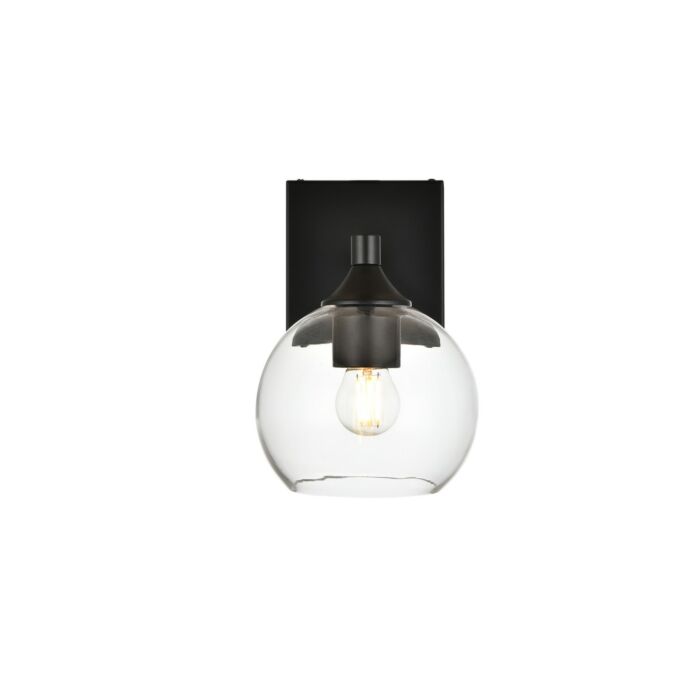 Foster 1-Light Bathroom Vanity Light Sconce in Black and Clear