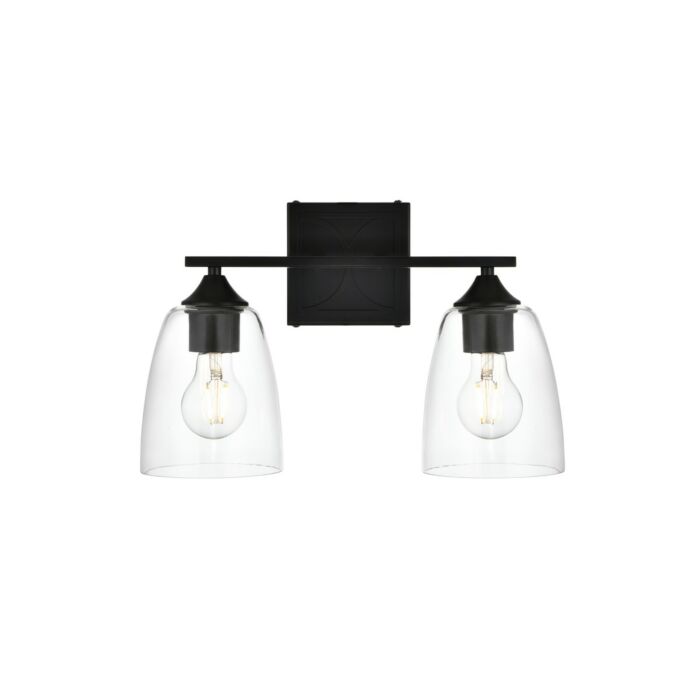 Harris 2-Light Bathroom Vanity Light Sconce in Black and Clear