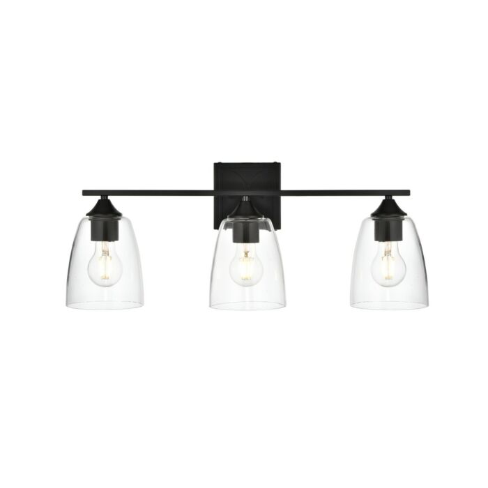 Harris 3-Light Bathroom Vanity Light Sconce in Black and Clear
