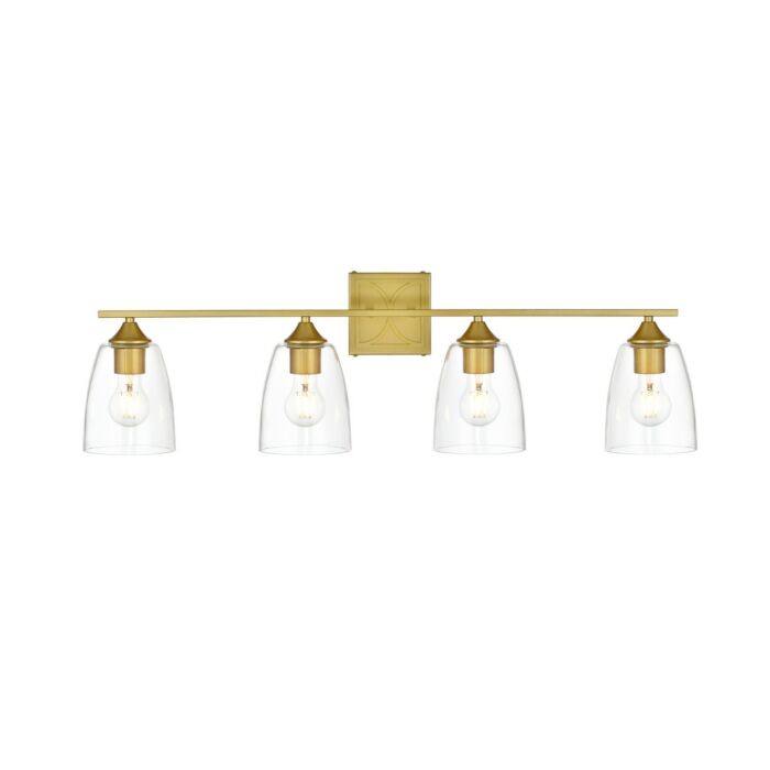 Harris 4-Light Bathroom Vanity Light Sconce in Brass and Clear