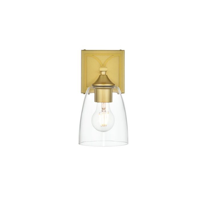 Harris 1-Light Bathroom Vanity Light Sconce in Brass and Clear