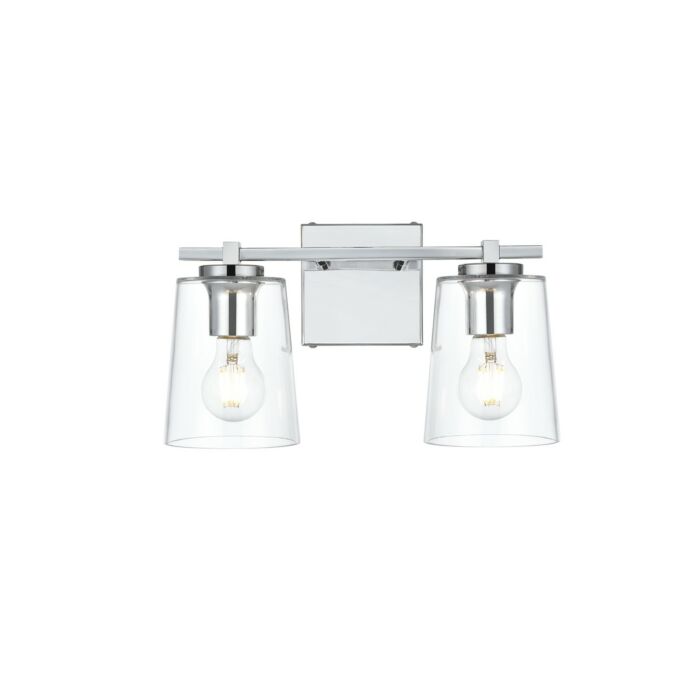 Kacey 2-Light Bathroom Vanity Light Sconce in Chrome and Clear