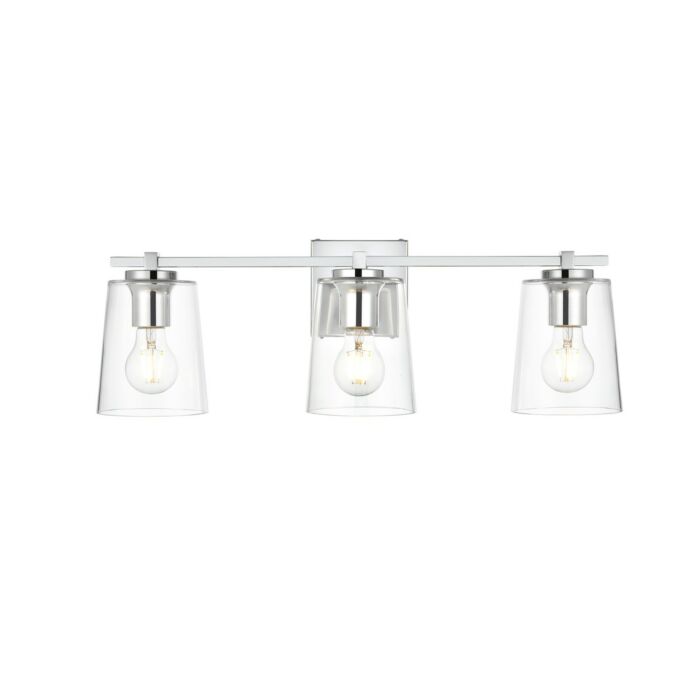 Kacey 3-Light Bathroom Vanity Light Sconce in Chrome and Clear