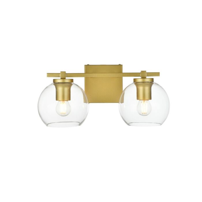 Juelz 2-Light Bathroom Vanity Light Sconce in Brass and Clear
