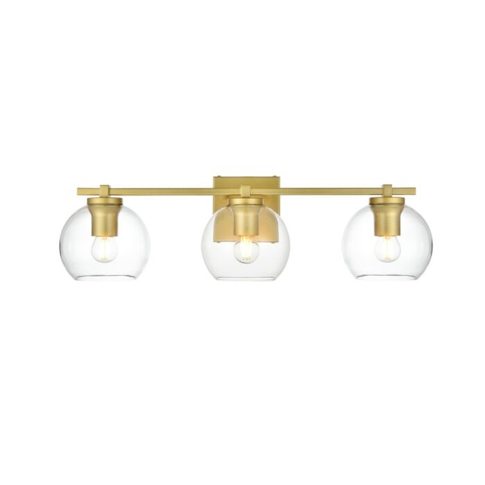 Juelz 3-Light Bathroom Vanity Light Sconce in Brass and Clear
