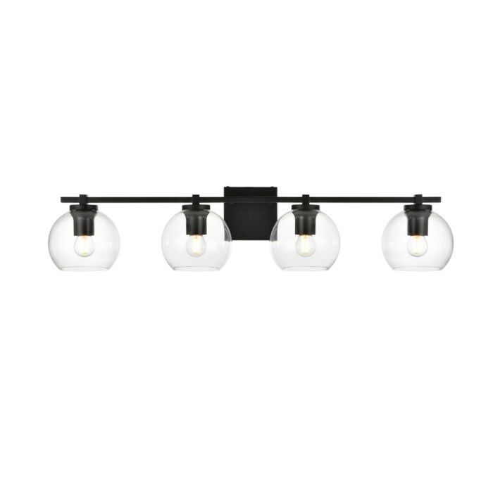 Juelz 4-Light Bathroom Vanity Light Sconce in Black and Clear