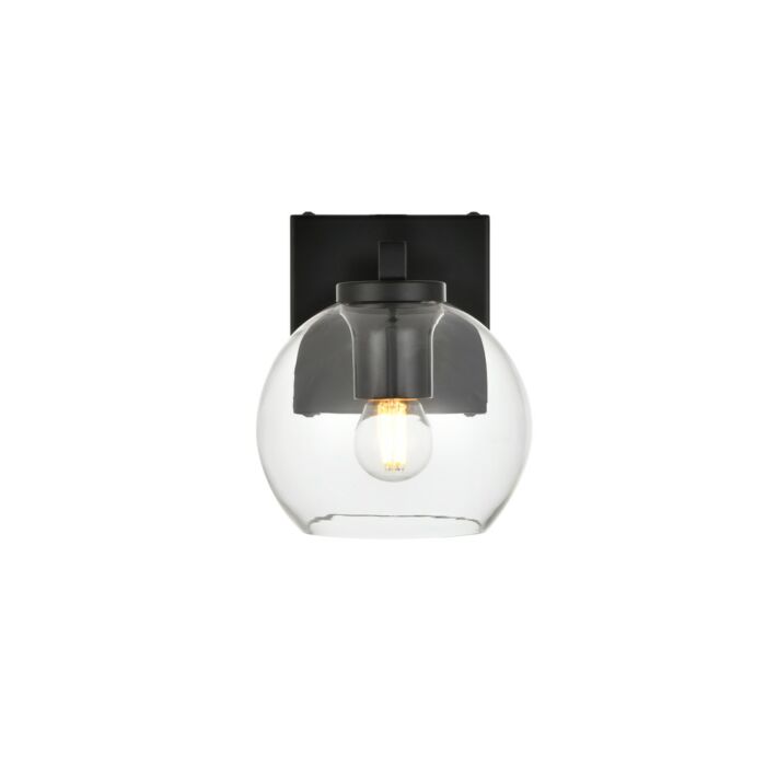 Juelz 1-Light Bathroom Vanity Light Sconce in Black and Clear