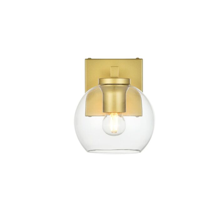 Juelz 1-Light Bathroom Vanity Light Sconce in Brass and Clear