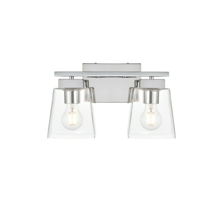 Merrick 2-Light Bathroom Vanity Light Sconce in Chrome and Clear