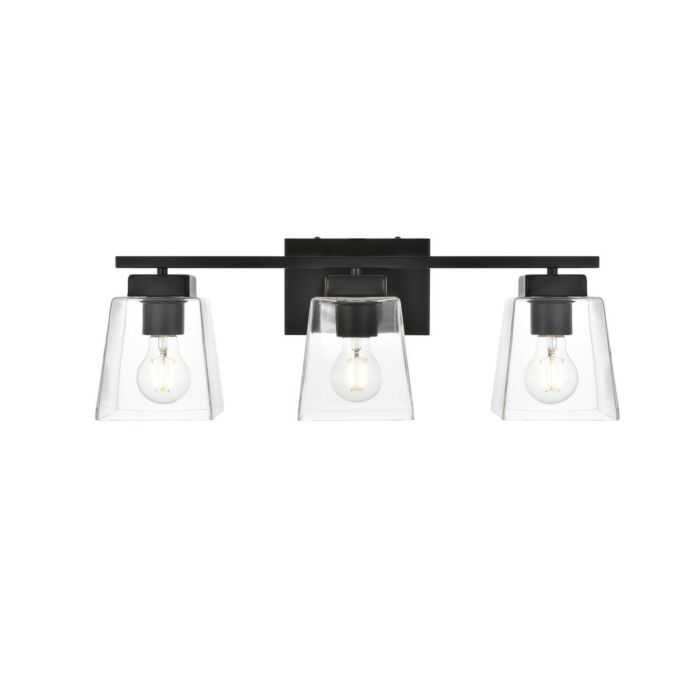 Merrick 3-Light Bathroom Vanity Light Sconce in Black and Clear