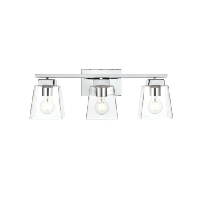 Merrick 3-Light Bathroom Vanity Light Sconce in Chrome and Clear