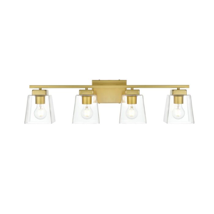 Merrick 4-Light Bathroom Vanity Light Sconce in Brass and Clear