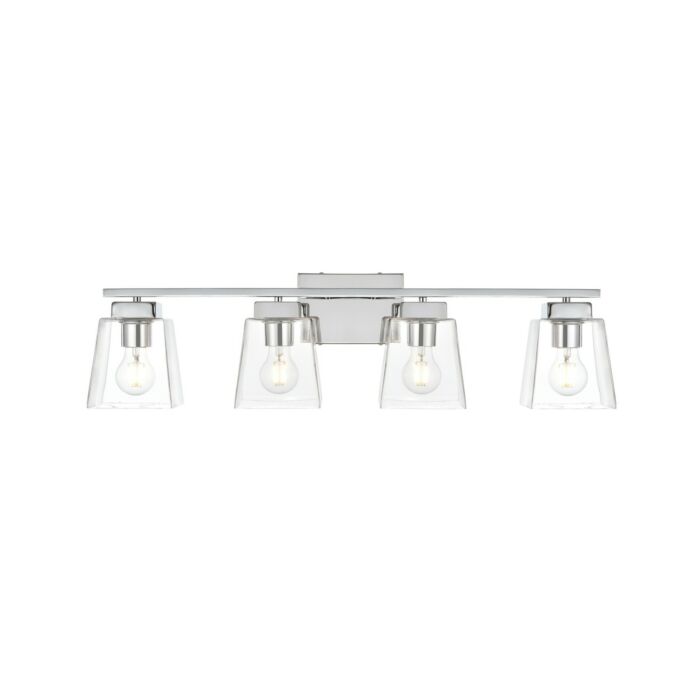 Merrick 4-Light Bathroom Vanity Light Sconce in Chrome and Clear