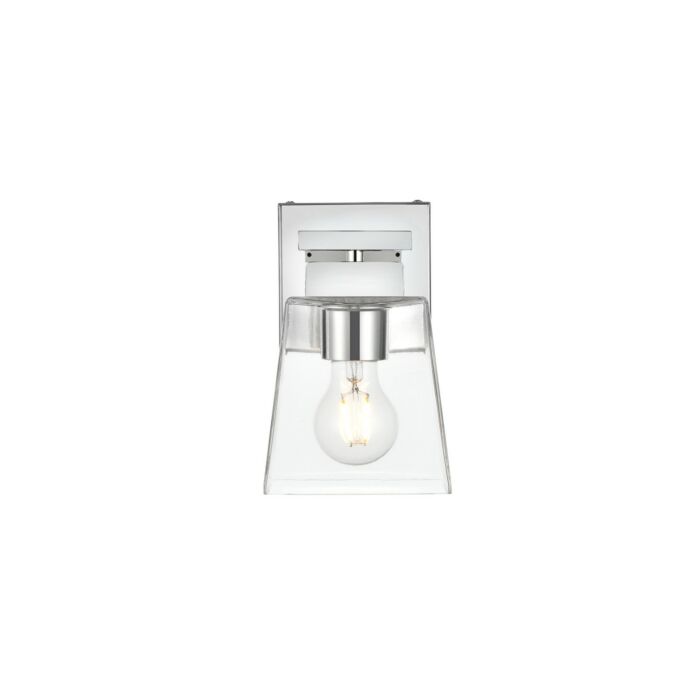 Merrick 1-Light Bathroom Vanity Light Sconce in Chrome and Clear