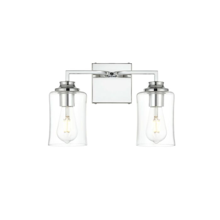 Ronnie 2-Light Bathroom Vanity Light Sconce in Chrome and Clear