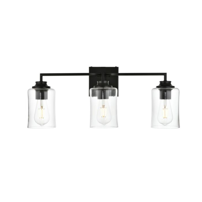 Ronnie 3-Light Bathroom Vanity Light Sconce in Black and Clear