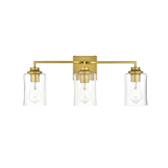 Ronnie 3-Light Bathroom Vanity Light Sconce in Brass and Clear