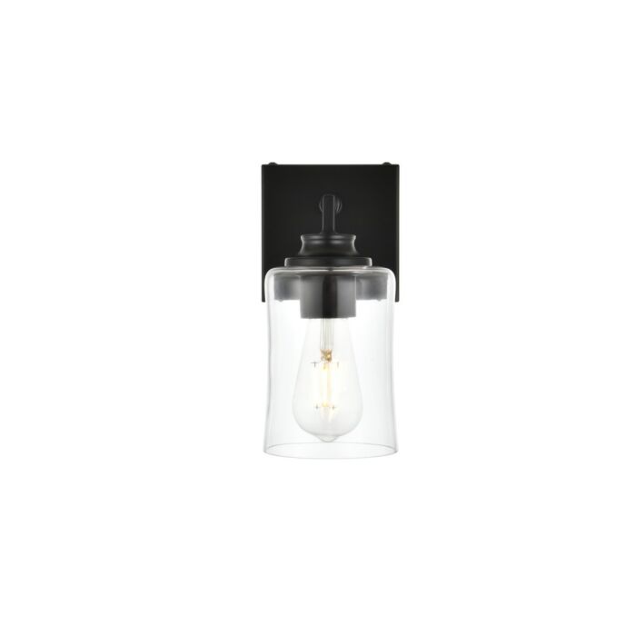 Ronnie 1-Light Bathroom Vanity Light Sconce in Black and Clear