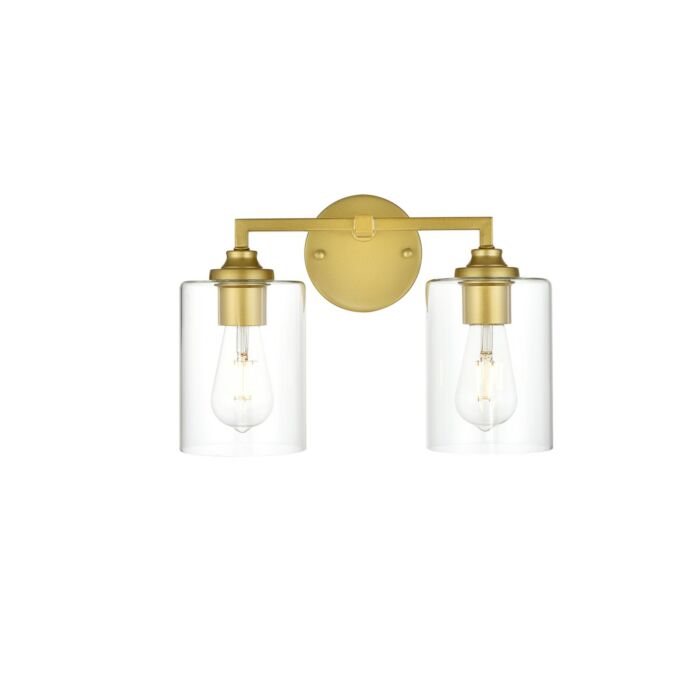 Mayson 2-Light Bathroom Vanity Light Sconce in Brass and Clear
