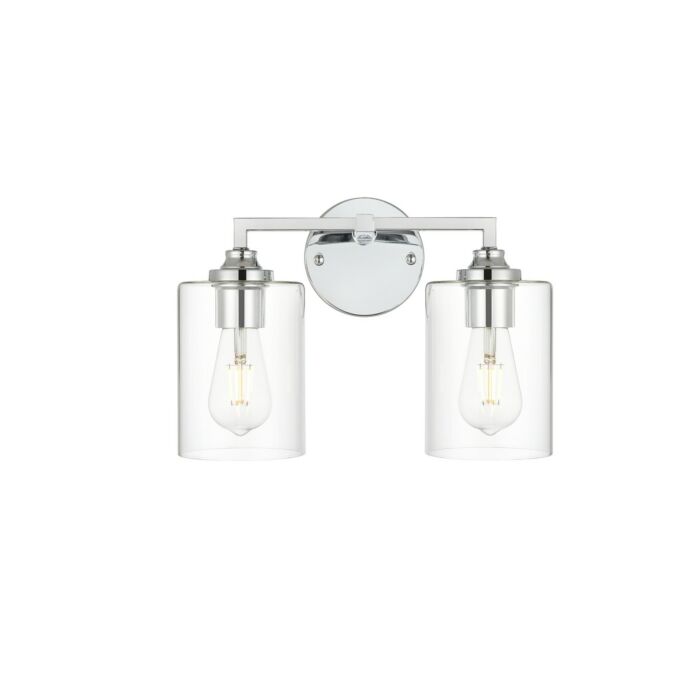 Mayson 2-Light Bathroom Vanity Light Sconce in Chrome and Clear