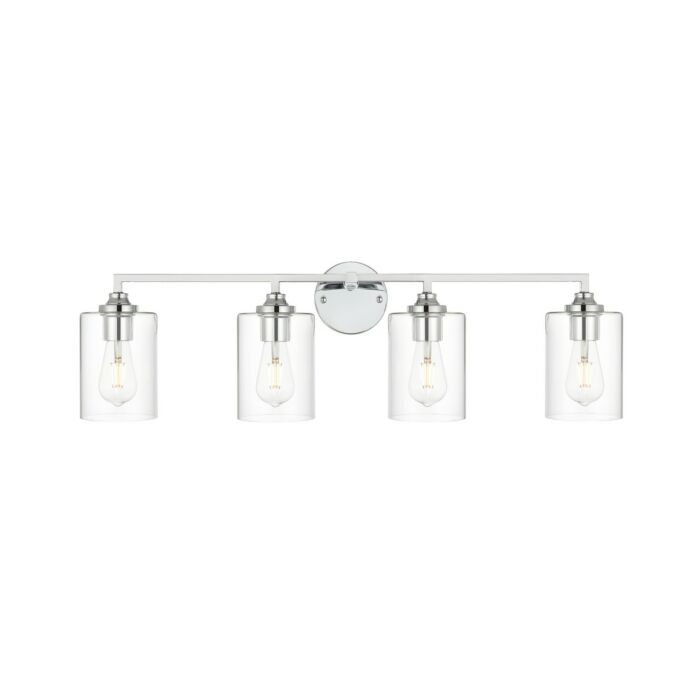 Mayson 4-Light Bathroom Vanity Light Sconce in Chrome and Clear