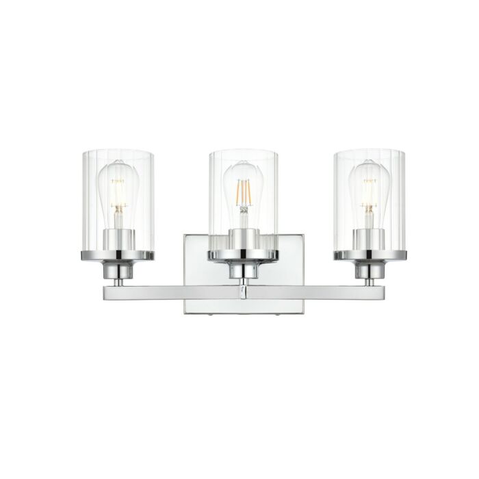Saanvi 3-Light Bathroom Vanity Light Sconce in Chrome and Clear