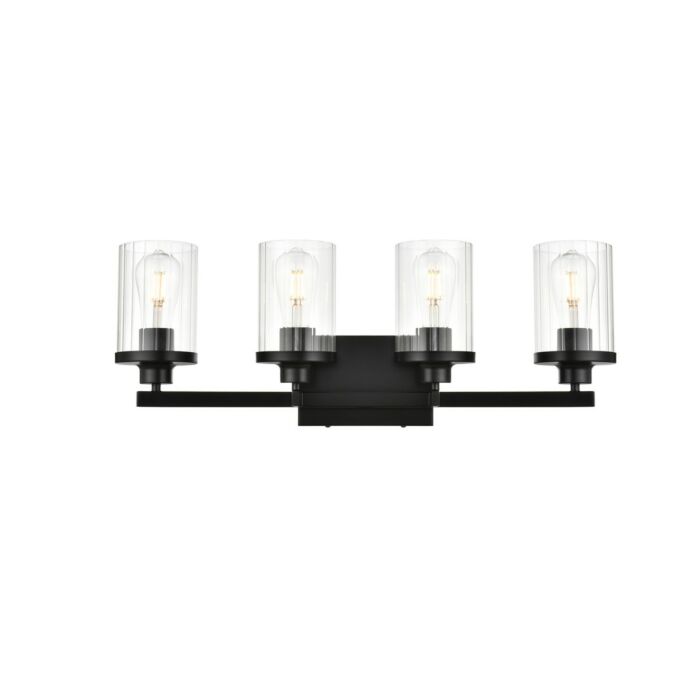 Saanvi 4-Light Bathroom Vanity Light Sconce in Black and Clear